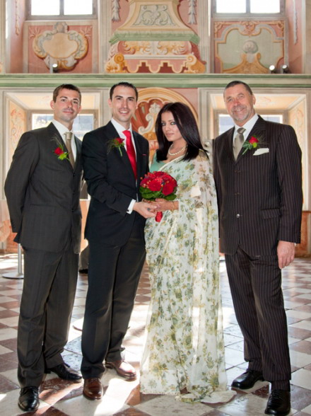 Celina Jaitly with her husband and family
